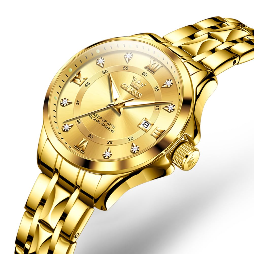OLEVS Watch Women,Watches for Women,Luxury Casual Stainless Steel Women's Wrist Watches Classic Small Face Dress Analog Womens Watches with Date Easy to Read Waterproof Luminous Quartz Ladies Watches