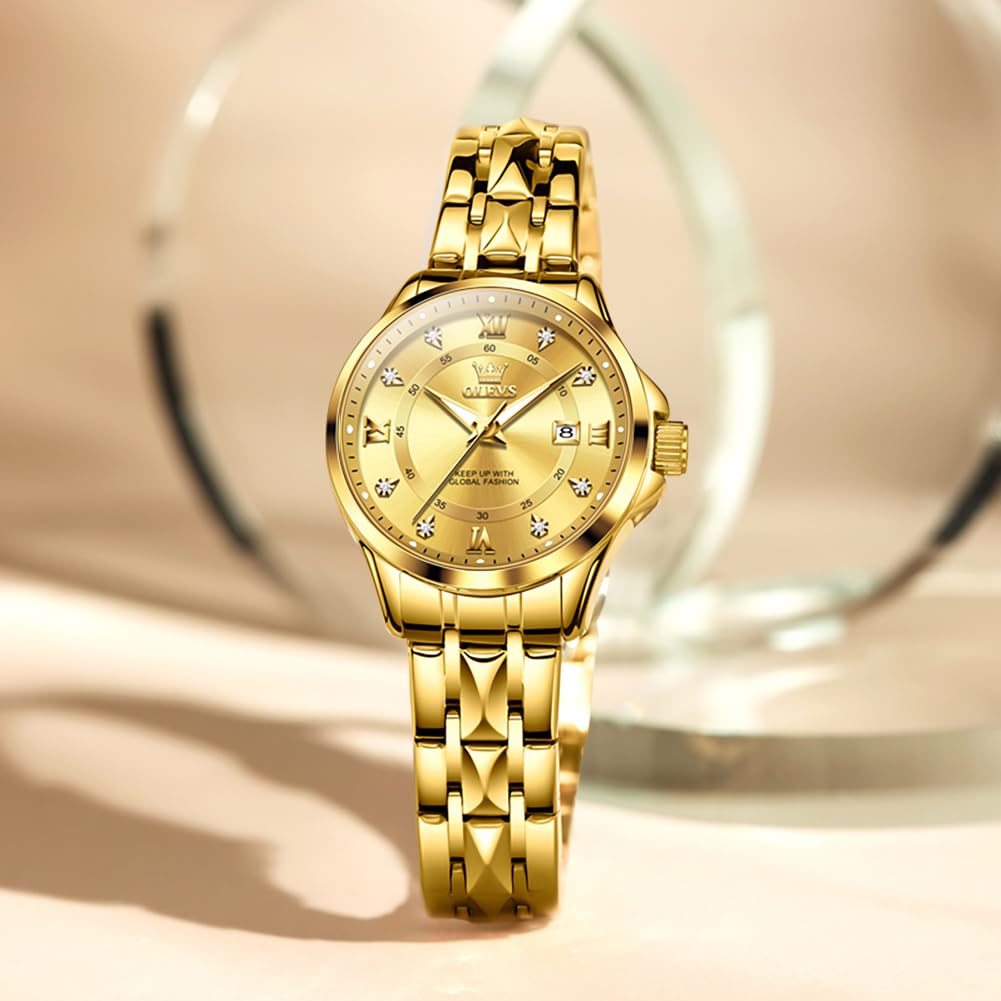 OLEVS Watch Women,Watches for Women,Luxury Casual Stainless Steel Women's Wrist Watches Classic Small Face Dress Analog Womens Watches with Date Easy to Read Waterproof Luminous Quartz Ladies Watches