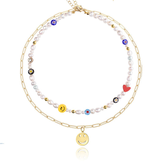 Natural Freshwater Pearl Fun Flirty Beaded Choker Necklace Handmade Summer Boho Jewlery Gifts for Women Teen