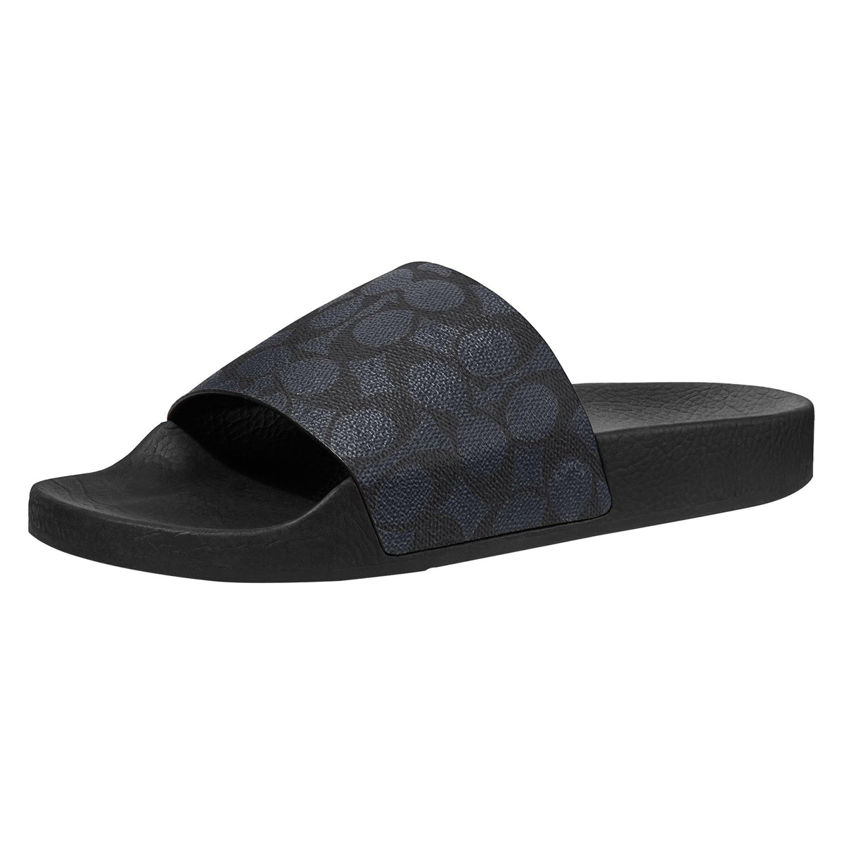 COACH Men's Coated Canvas Pool Slide Sandal, Charcoal Signature, 11COACH Men's Coated Canvas Pool Slide Sandal, Charcoal Signature, 11