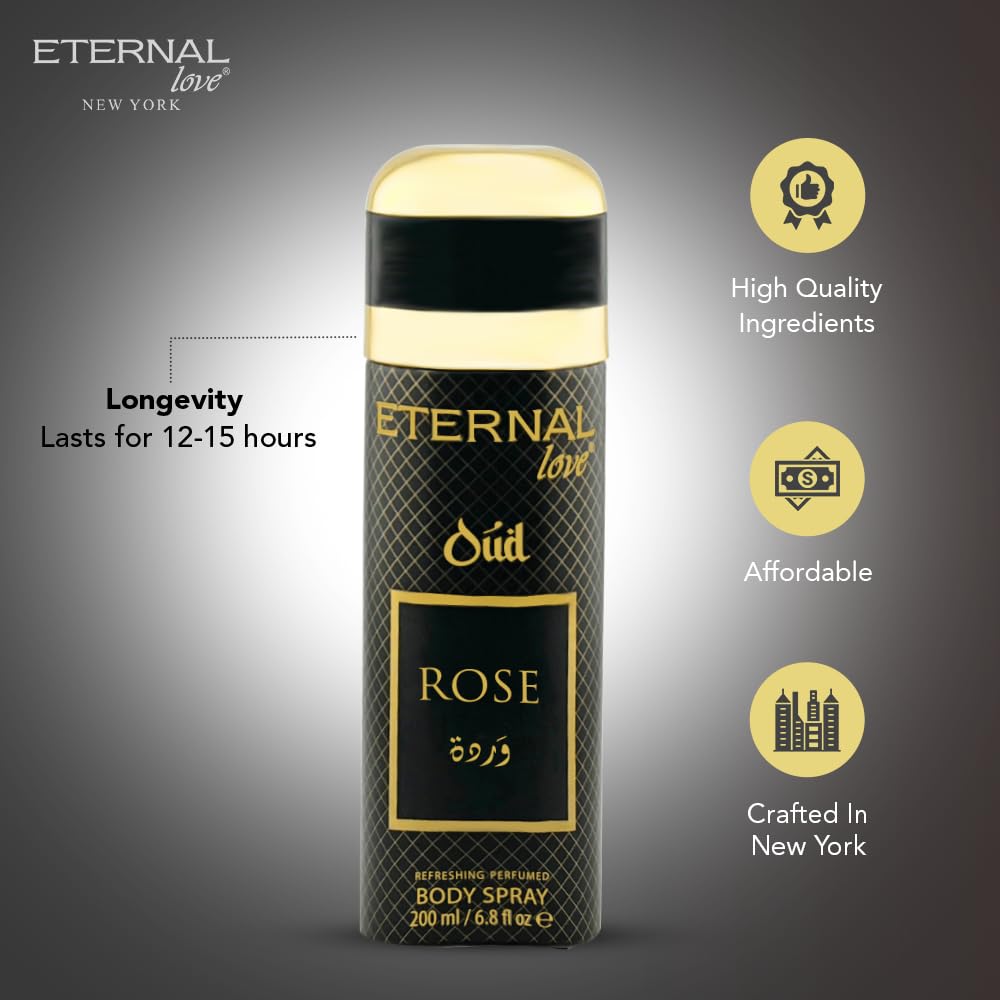 Eternal Love Amber Oud - Long Lasting Unisex Eau de Parfum - Warm Woody Oriental Fragrance with Oud & Amber - Dubai Inspired Arabic Scent - 3.4oz