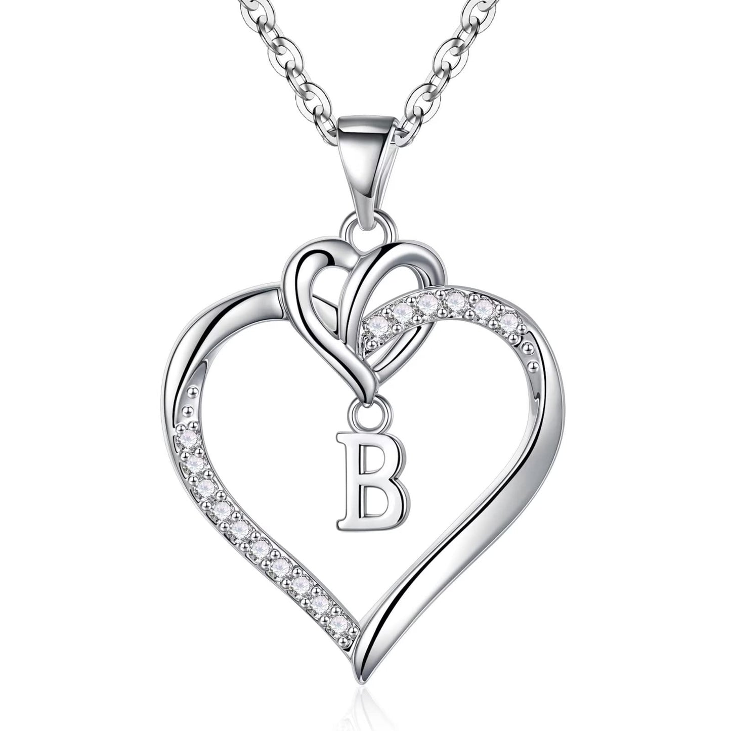 STORUP Heart Initial Necklaces for Women Girls, 14K-Gold-Plated Initial A-Z Heart Necklaces for Teen Girl Jewelry Birthday Gifts for Girls Women Her Wife Mom