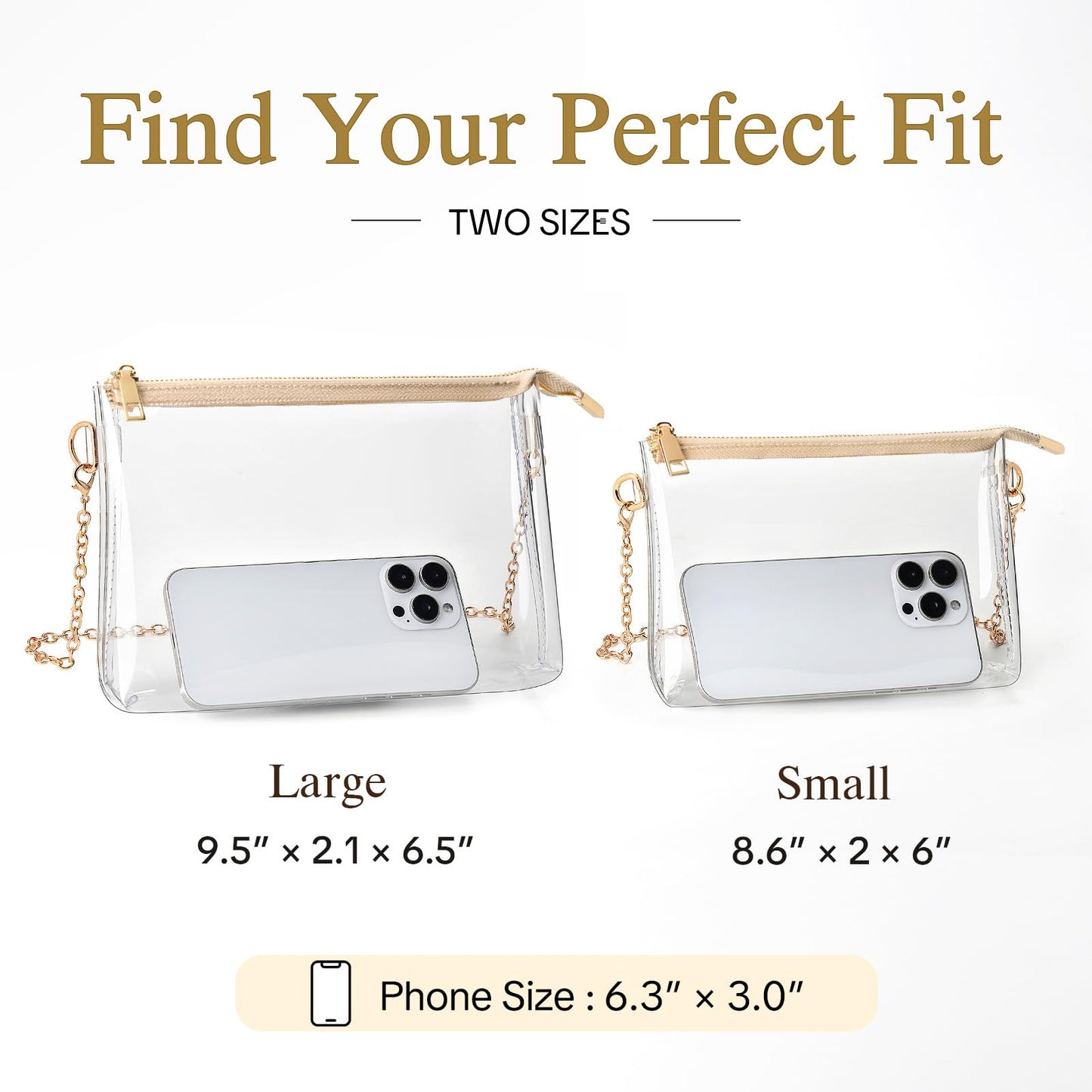 BS-VOG Clear Purse for Women - Stadium Approved Small Crossbody Bag with Zipper, Clear Stadium Bag for Concerts, Sports