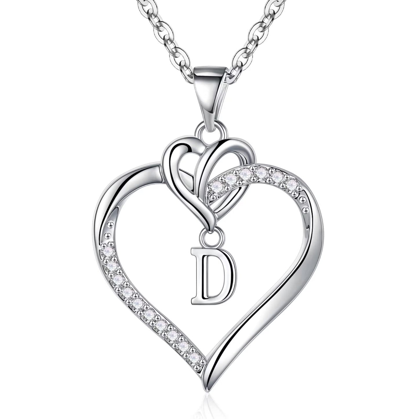 STORUP Heart Initial Necklaces for Women Girls, 14K-Gold-Plated Initial A-Z Heart Necklaces for Teen Girl Jewelry Birthday Gifts for Girls Women Her Wife Mom