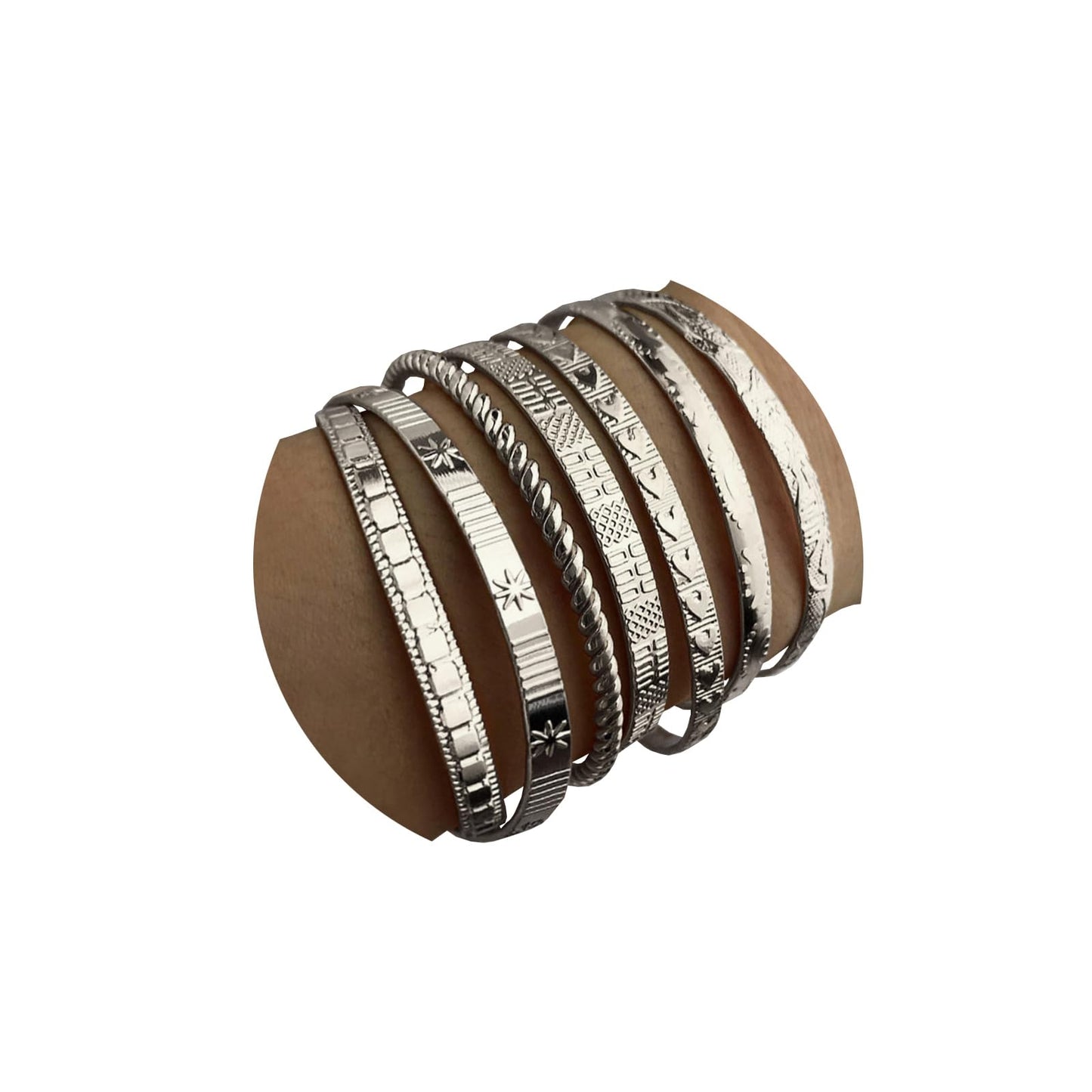 IFKM Gold Bangle Bracelets For Women, 14k Gold Plated Multi Layer Stackable Cuff Bracelet Set, Trendy Elegance Charms Non Tarnish Minimalist Textured Boho Jewelry Gift for Women