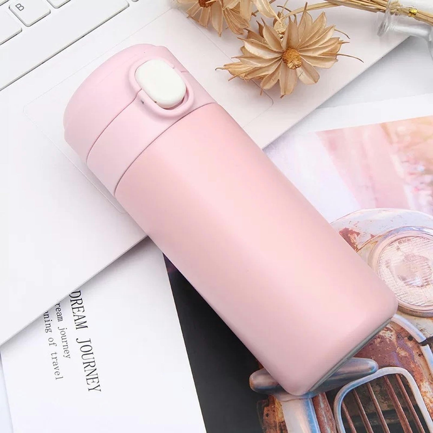 Intelligent Temperature Measurement And Bouncing Insulation Cup, Outdoor Leisure And Casual Business Gift Cup-Pink-300ml  (Clearance)