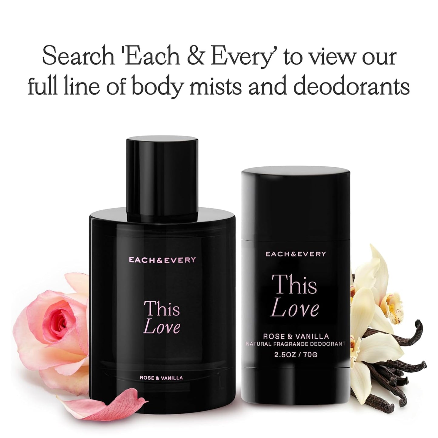 Each & Every Hair & Body Mist - Hair Perfume & Body Spray for Women & Men, 100% Natural Fragrance Rose & Vanilla, Soft Floral Inviting (This Love) - Vegan, Paraben Free, 3.4 fl oz