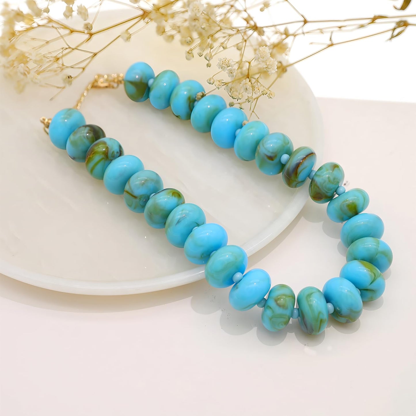 We We Chunky Colorful Beaded Necklace for Women Large Boho Statement Bead Chokers Necklaces Turquoise Blue Big Beads Jewelry Neck Summer Beach
