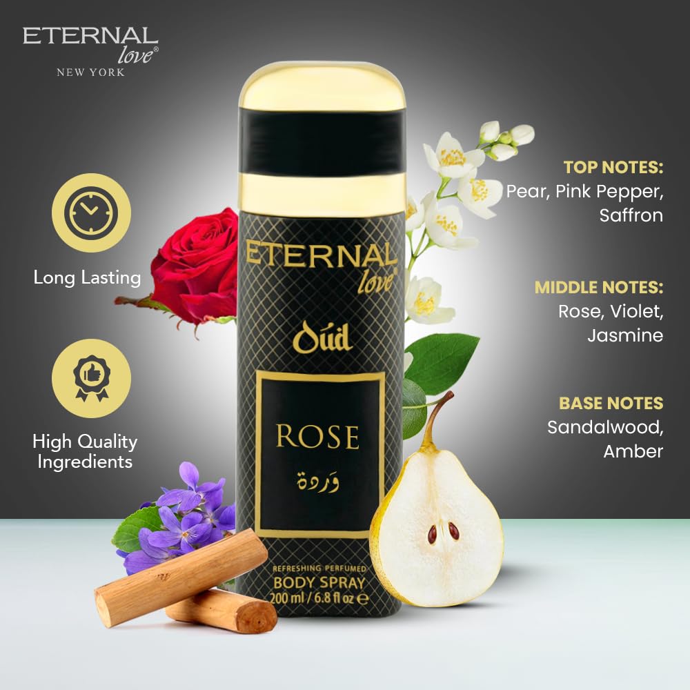 Eternal Love Amber Oud - Long Lasting Unisex Eau de Parfum - Warm Woody Oriental Fragrance with Oud & Amber - Dubai Inspired Arabic Scent - 3.4oz