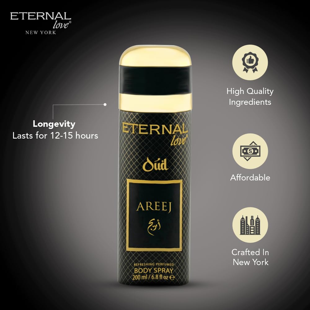 Eternal Love Amber Oud - Long Lasting Unisex Eau de Parfum - Warm Woody Oriental Fragrance with Oud & Amber - Dubai Inspired Arabic Scent - 3.4oz
