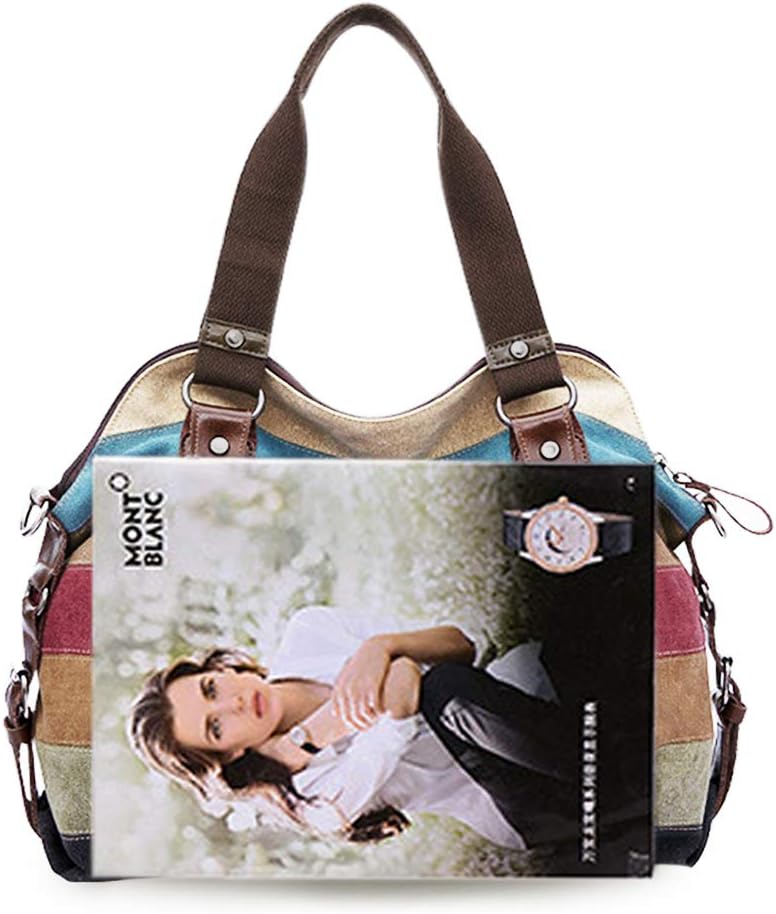 Canvas Handbag Multi-Color Striped Lattice Cross Body Shoulder Purse Bag Tote-Handbag for Women | Striped