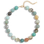 Colorful Beaded Necklace for Women Boho Statement Chunky Necklace Natural Stone Beads Gemstone Choker Necklaces Handmade Summer Beach Jewelry