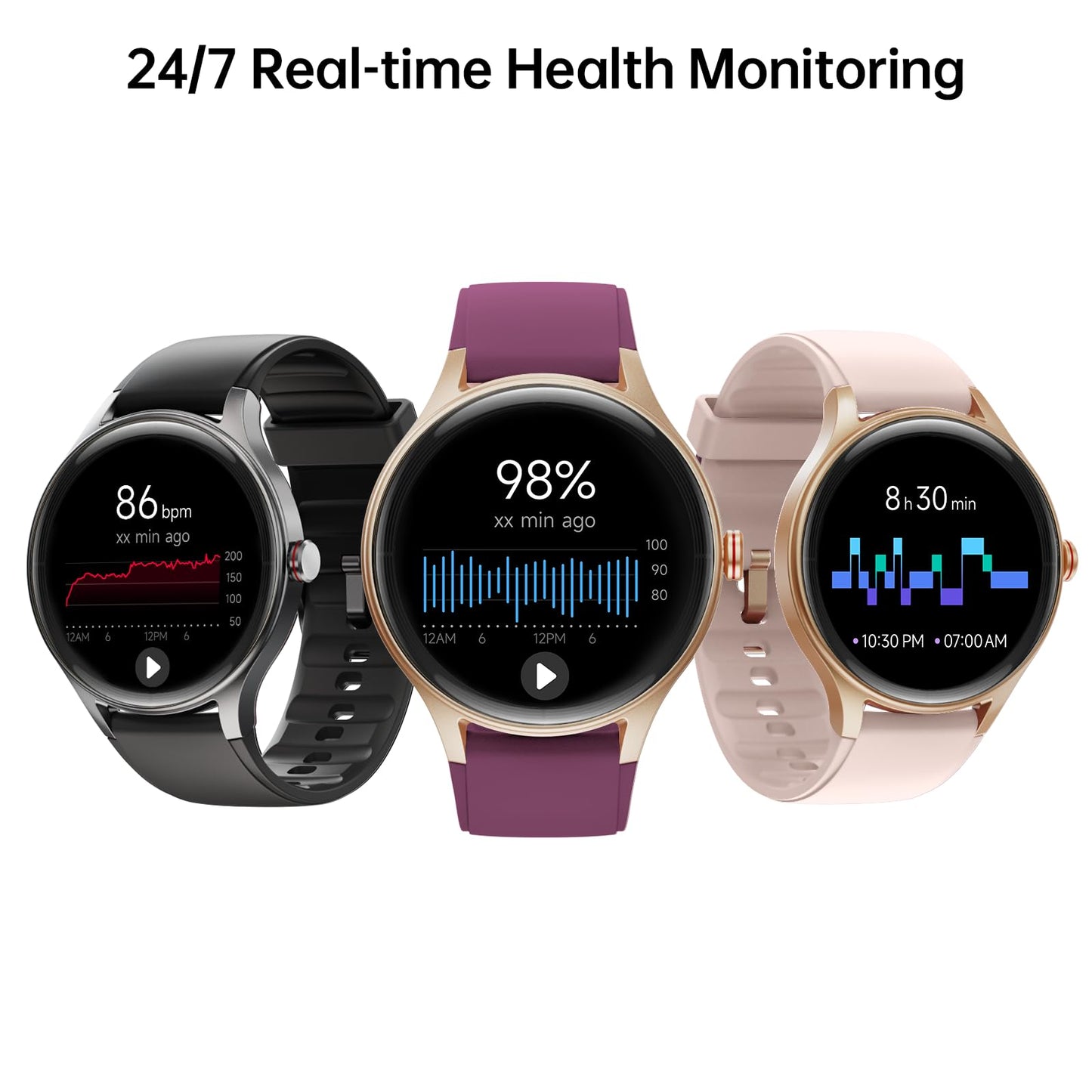 Woneligo Smart Watch for Women,1.57inch AMOLED Touchscreen Fitness Watch for iPhone & Android,Heart Rate/Sp02/Sleep Monitor,110+ Sport Modes IP68 Waterproof Bluetooth Calls,2 Bands (Pink, 1.57)