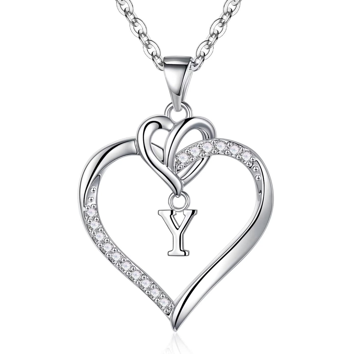 STORUP Heart Initial Necklaces for Women Girls, 14K-Gold-Plated Initial A-Z Heart Necklaces for Teen Girl Jewelry Birthday Gifts for Girls Women Her Wife Mom