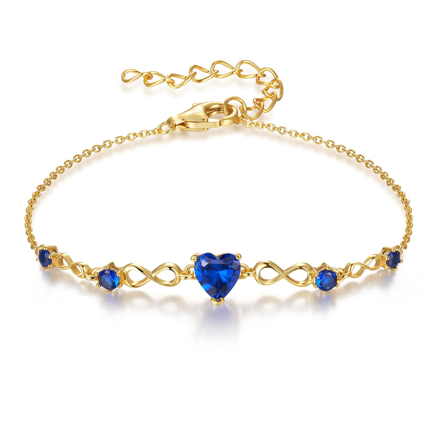G&GEMSJEW Infinity Heart Birthstone Bracelets for Women, 925 Sterling Silver Women Charm Link Bracelet Adjustable, Birthday Anniversary Christmas Jewelry Gifts for Women Wife Mom Girlfriend Her