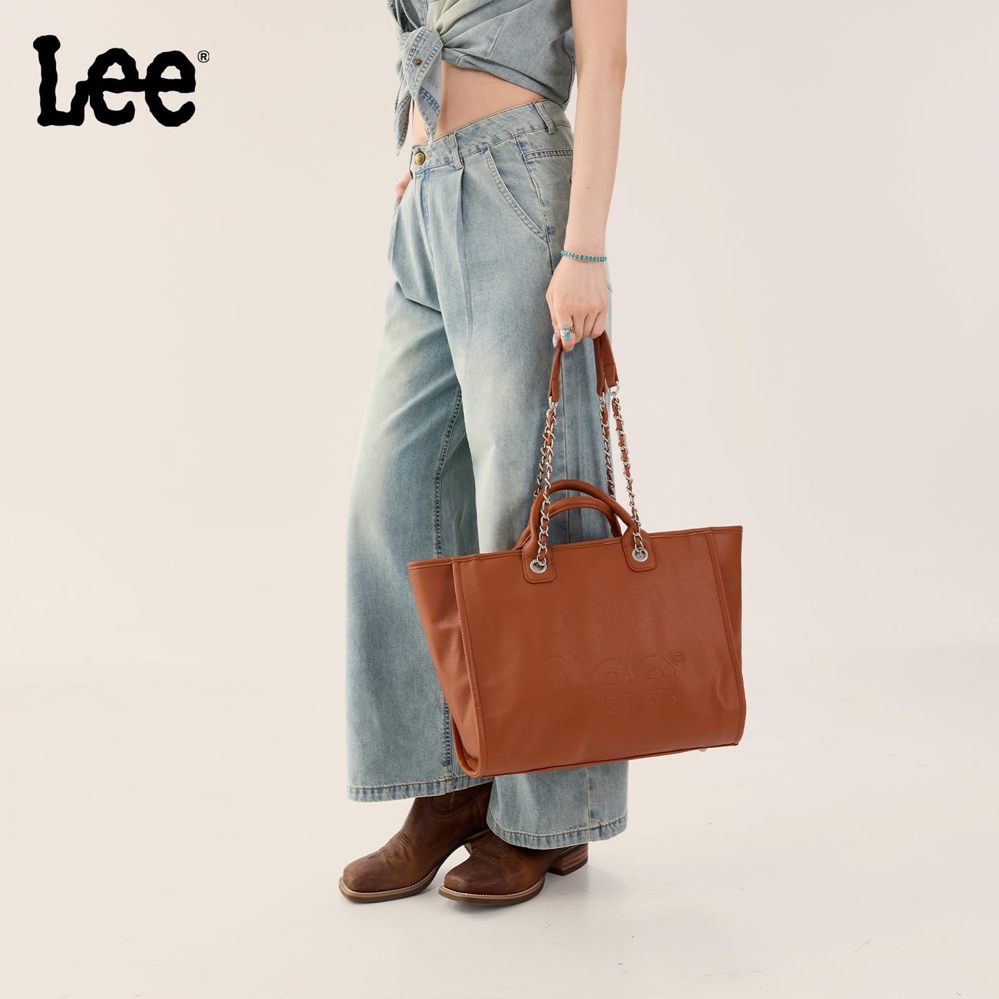 Lee Large Shoulder Tote Bag for Women Vegan Leather Top-Handle Bag