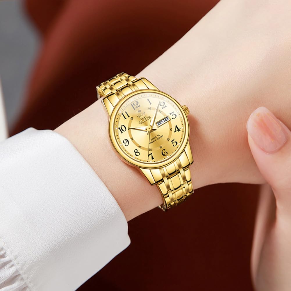 OLEVS Watch for Women Luxury Fashion Diamond Classic Arabic Dial Wrist Women's Watches with Date Waterproof Stainless Steel Quartz Ladies Watch