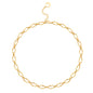 Aobei Pearl 18K Gold Plated Paperclip Chain Choker Satellite Chain Freshwater Cultured Biwa Pearl Pendant Necklace Dainty Turquoise Jewelry for Women