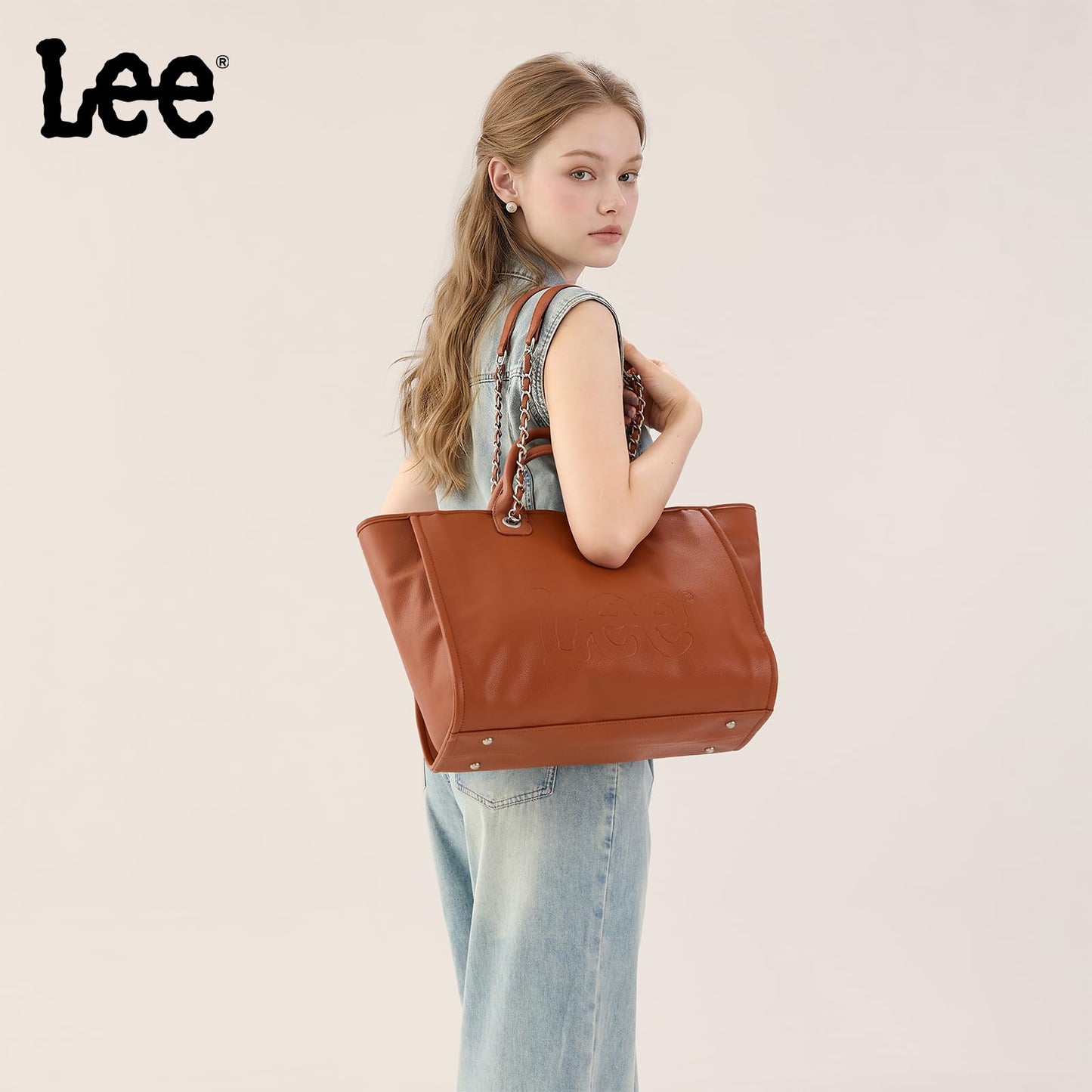 Lee Large Shoulder Tote Bag for Women Vegan Leather Top-Handle Bag
