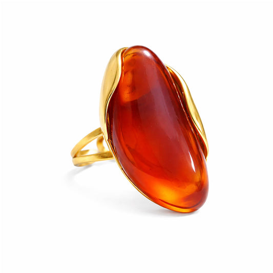 Mchic Colorful Chunky Statement Ring for Women: Boho Large Oval Acrylic Finger Ring Stainless Steel Adjustable Beach Summer Y2K Handmade Jewelry Gift for Women