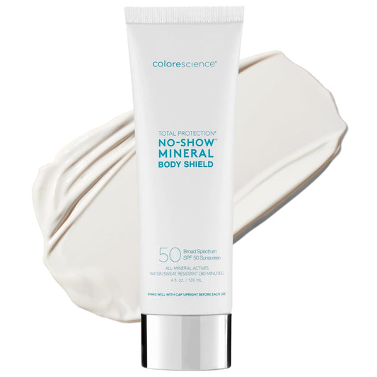Total Protection® No-Show™ Body Shield SPF 50, Sheer White-Cast-Free Zinc Oxide, Environmental Defense Against Blue Light & Pollution, For All Skin Types, 6 fl. oz