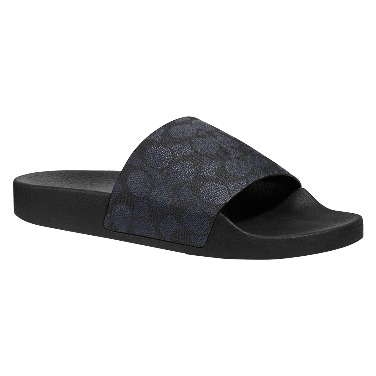 COACH Men's Coated Canvas Pool Slide Sandal, Charcoal Signature, 11COACH Men's Coated Canvas Pool Slide Sandal, Charcoal Signature, 11