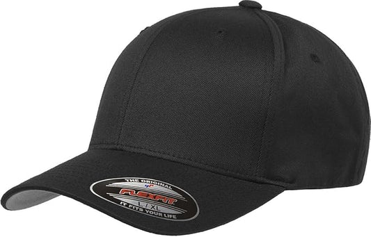 Flexfit Men's Wooly Combed Twill Fitted Baseball Cap, Black, Large-X-Large (Clearance)