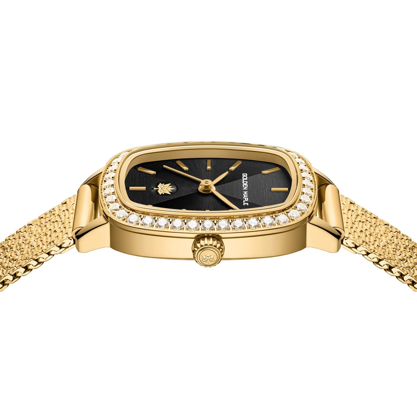 GOLDEN MAPLE Watches for Women, Dainty Gold Watch with Small Stainless Steel Case, Quartz Movement and Water Resistant, Adjustable Mesh Band