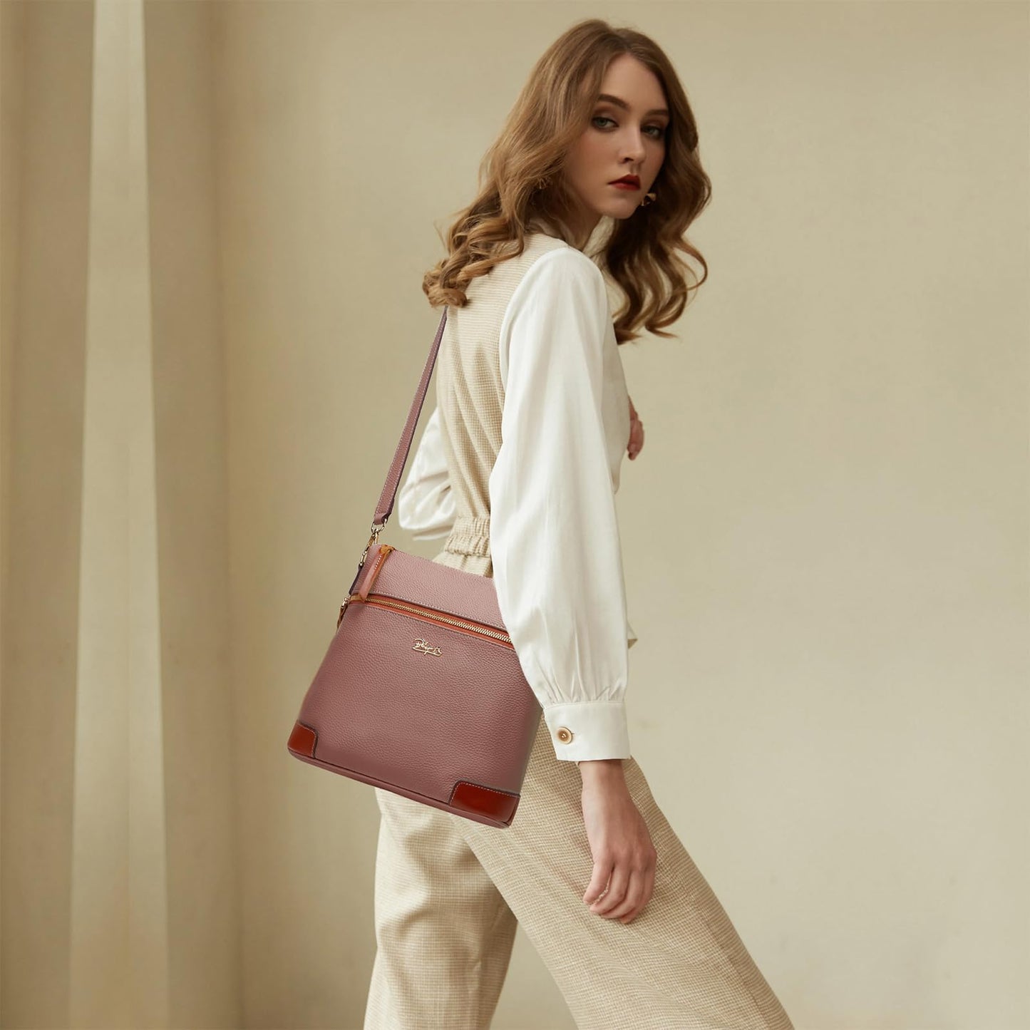 BOYATU Leather Crossbody Bag for Women: Designer Shoulder Purse for Travel - Trendy Genuine Leather Handbag for Everyday