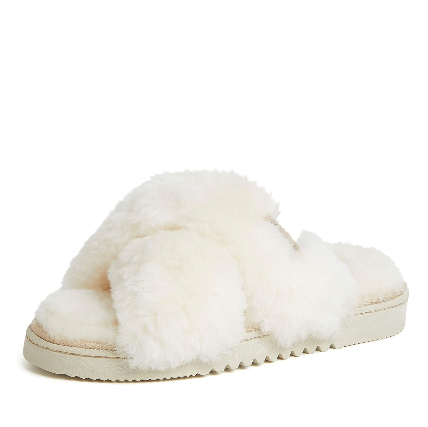 Fireside By Dearfoams Womens Newcastle Crossband All Over Shearling Easy On/Off Slide Slipper, Cream, 8 USFireside By Dearfoams Womens Newcastle Crossband All Over Shearling Easy On/Off Sl…