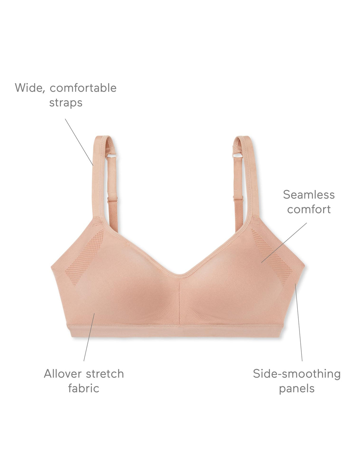 Warner's womens Blissful Benefits Underarm-smoothing With Seamless Stretch Wireless Lightly Lined Comfort Rm3911 T Shirt Bra, White, Medium US