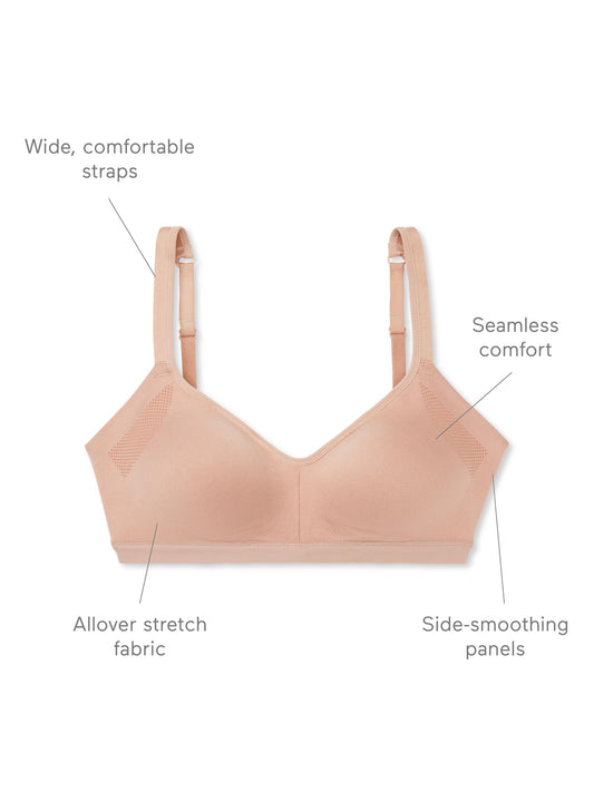 Warner's womens Blissful Benefits Underarm-smoothing With Seamless Stretch Wireless Lightly Lined Comfort Rm3911 T Shirt Bra, White, Medium US