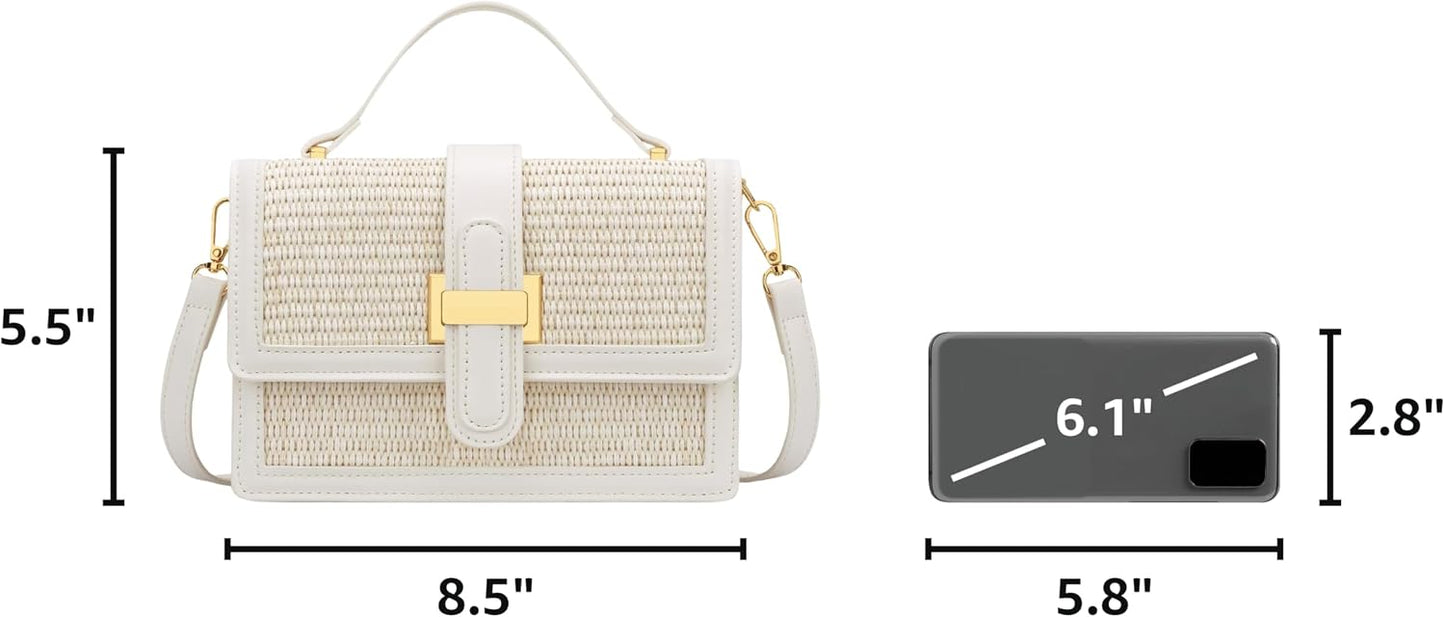 KKXIU Crossbody Bags for Women - Top Handle Purses for Lady, Leather Handbags Shoulder Clutch with Adjustable Shoulder Strap