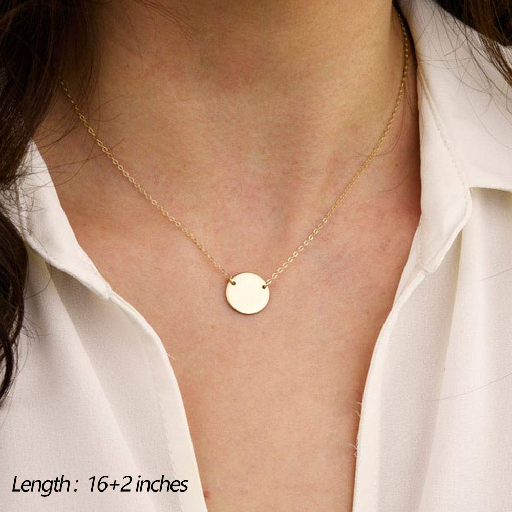 Turandoss Dainty Layered Choker Necklace, Handmade Y Pendant Necklace Multilayer Bar Disc Necklace Adjustable Layering Choker Necklaces for Women