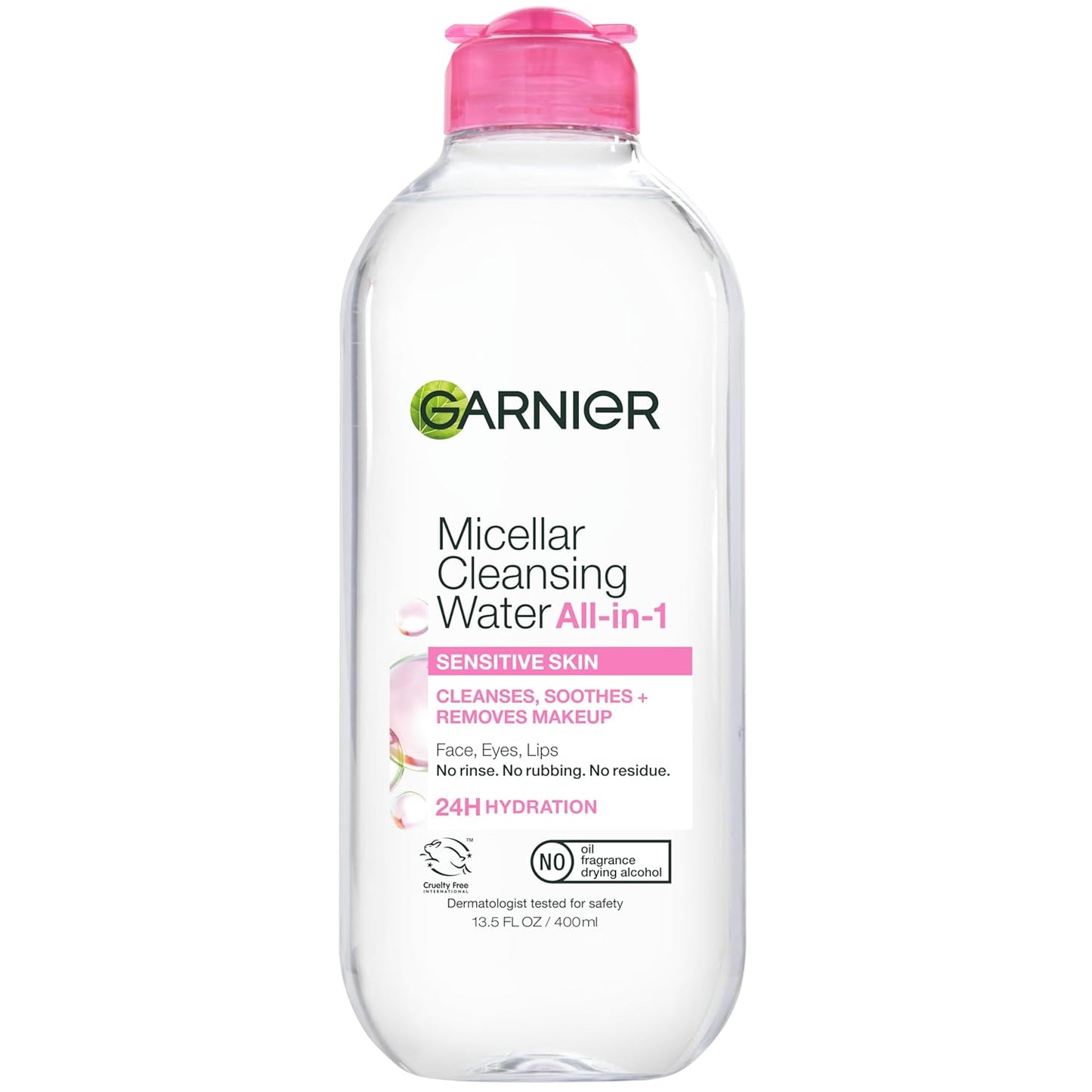 Garnier Micellar Cleansing Water, All-in-1 Makeup Remover and Facial Cleanser, For All Skin Types, 3.4 Fl Oz (100mL), 1 Count (Packaging May Vary)