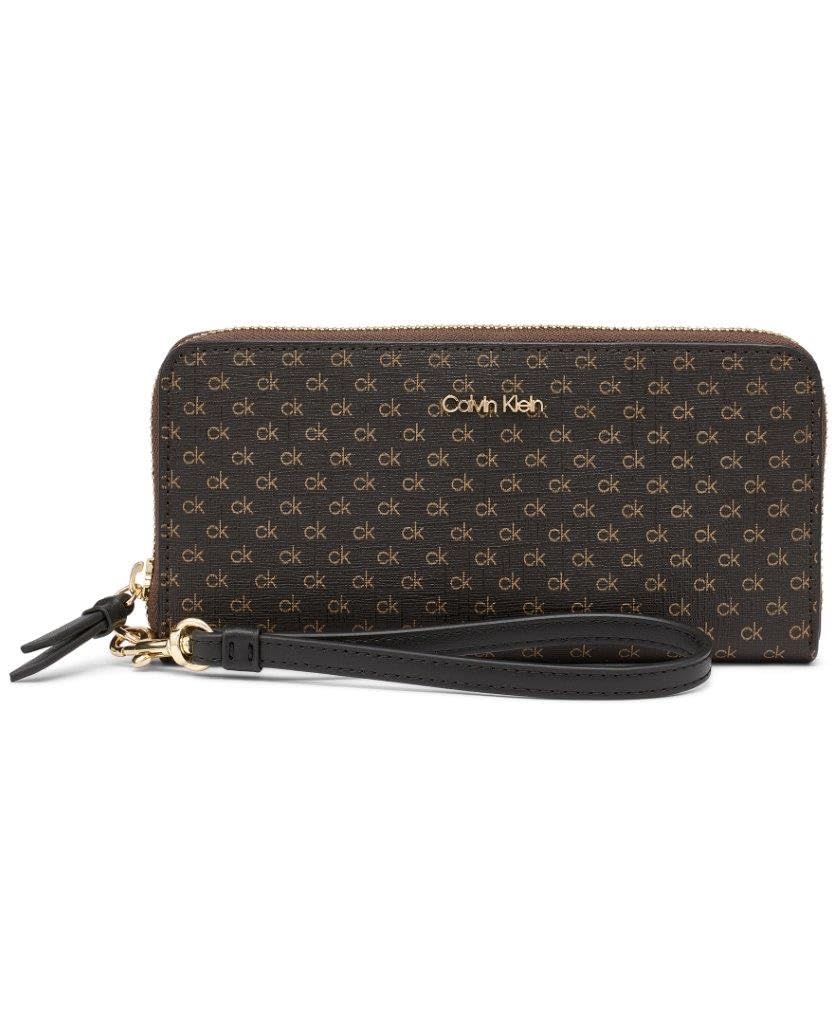 Calvin Klein Women's Key Item Saffiano Continental Zip Around Wallet With Wristlet Strap
