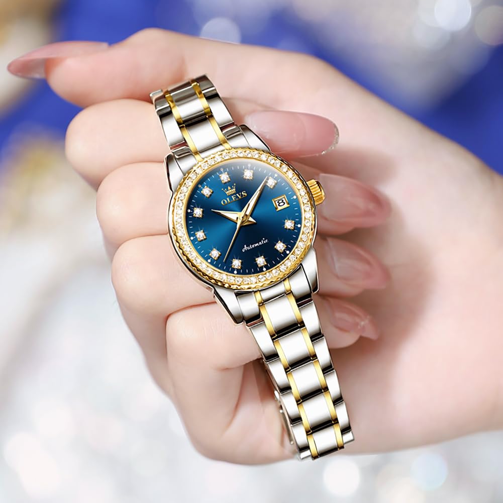 OLEVS Watch Women Silver Watches for Women Luxury for Small Wrists Dress Stainless Steel Women's Wrist Watches Easy to Read Reloj para Mujer Black/Blue/Gold/Green/Pink/Purple
