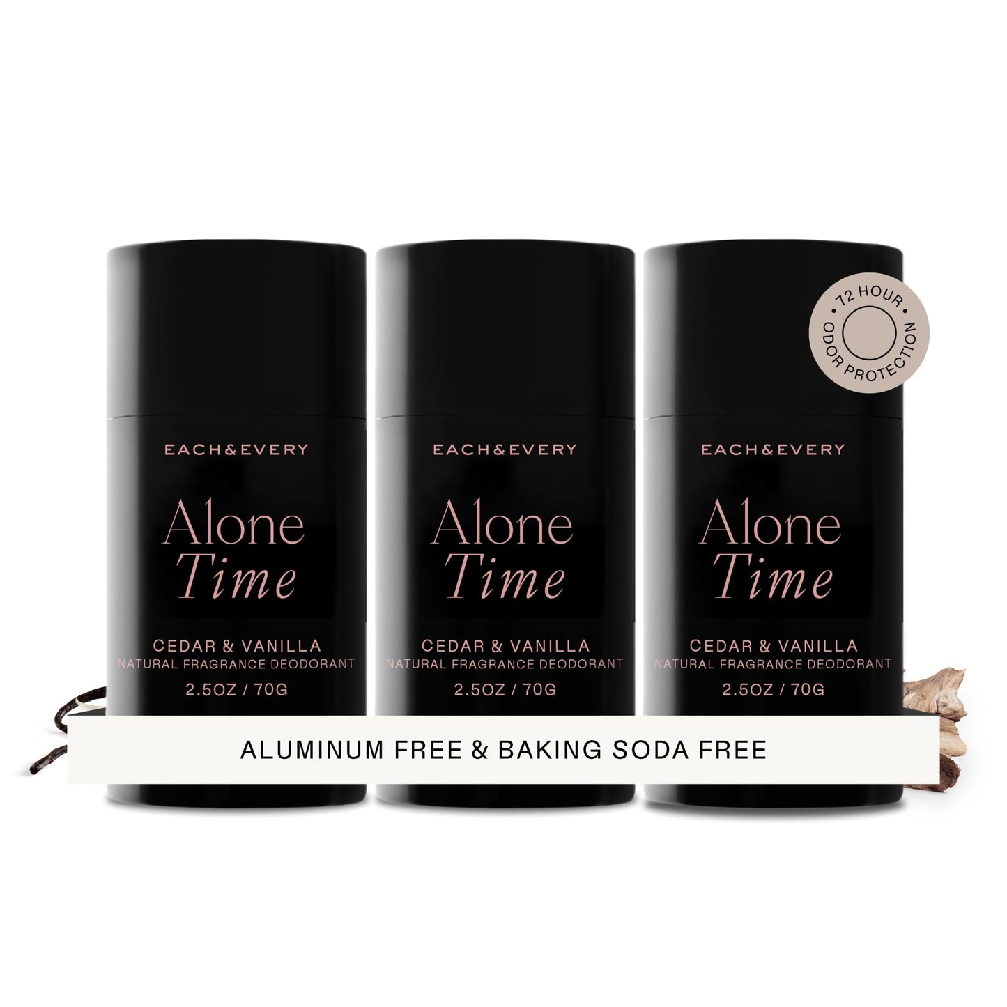 Each & Every Aluminum Free Deodorant for Men & Women - All Natural Deodorant for Sensitive Skin, EWG Verified - Clean, Baking Soda Free, Plant-Based Fragrance, Cedar & Vanilla (3 Pack, 2.5oz)