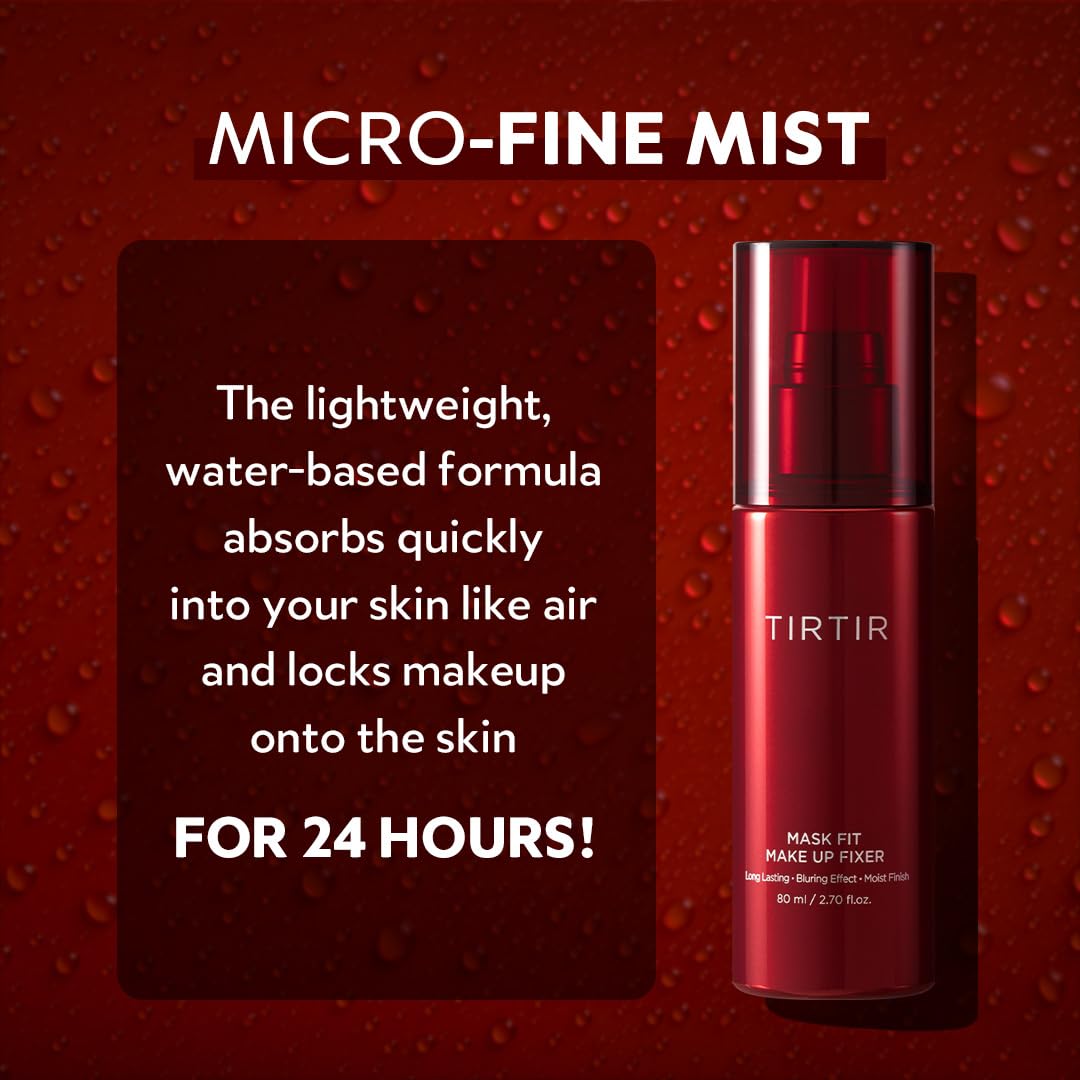 TIRTIR Waterproof Setting Spray – 24 Hour Long Lasting Fix, Sweatproof Water Resistant Makeup Finisher – Ethanol Free, Semi Matte Finish for Oily Skin – Korean Makeup Fixer