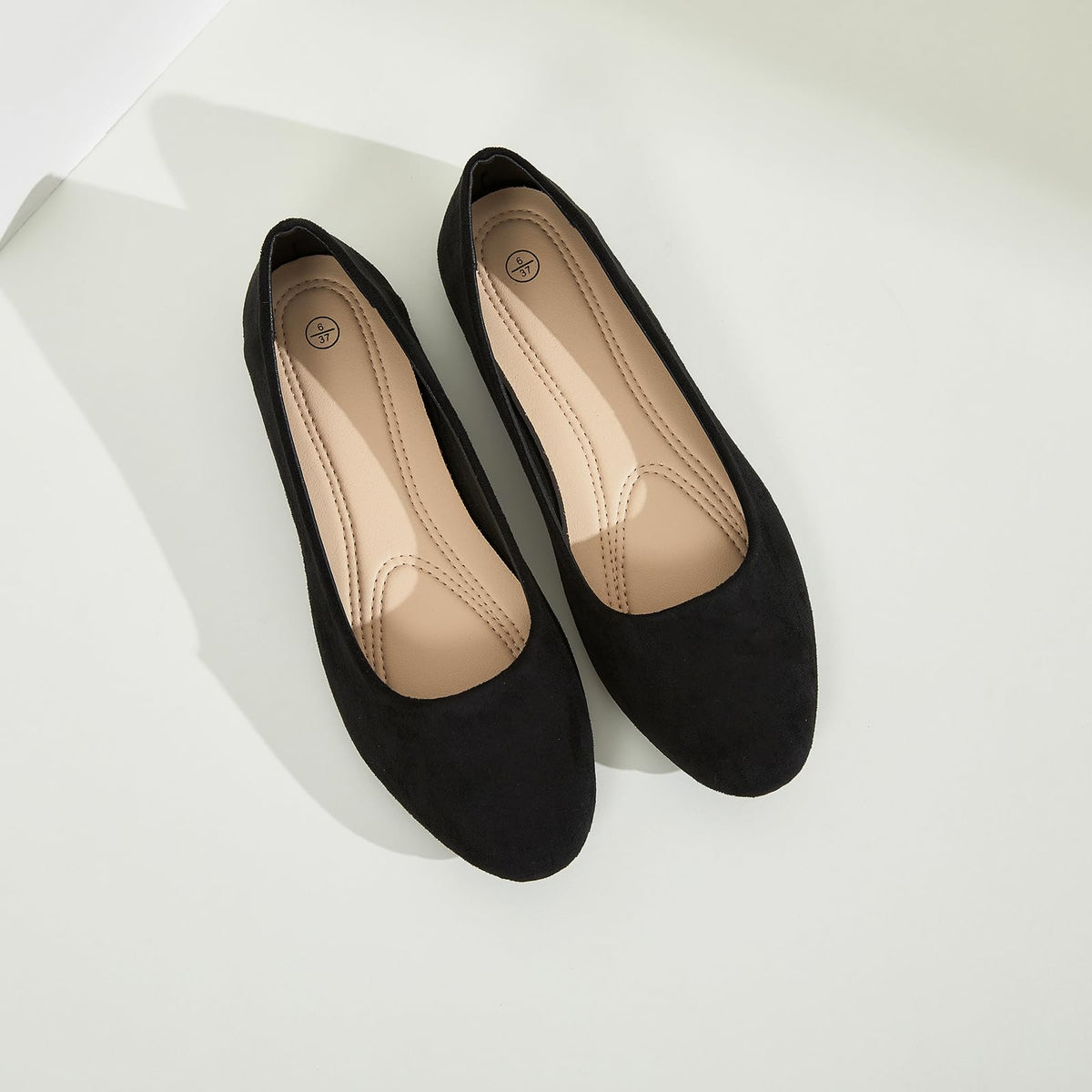 Shupua Flats for Women Round Toe Black Ballet Flats Work Shoes, Size 7Shupua Flats for Women Round Toe Black Ballet Flats Work Shoes, Size 7