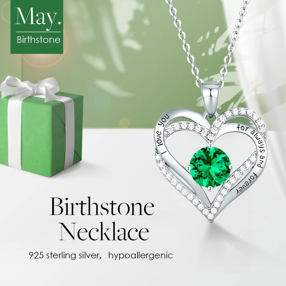 CDE Forever Love Heart Necklaces for Women, Wedding Anniversary, Valentine's，Birthday Mothers Christmas Day Gifts for Mom, Mother, Wife, S925 Silver Jewelry with Birthstone Pendant