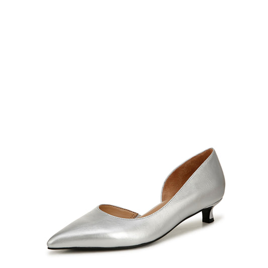 Naturalizer Womens Gallent Pointed Toe Kitten Heel Pump Silver Metallic 10 MNaturalizer Womens Gallent Pointed Toe Kitten Heel Pump Silver Metallic 10 M open box