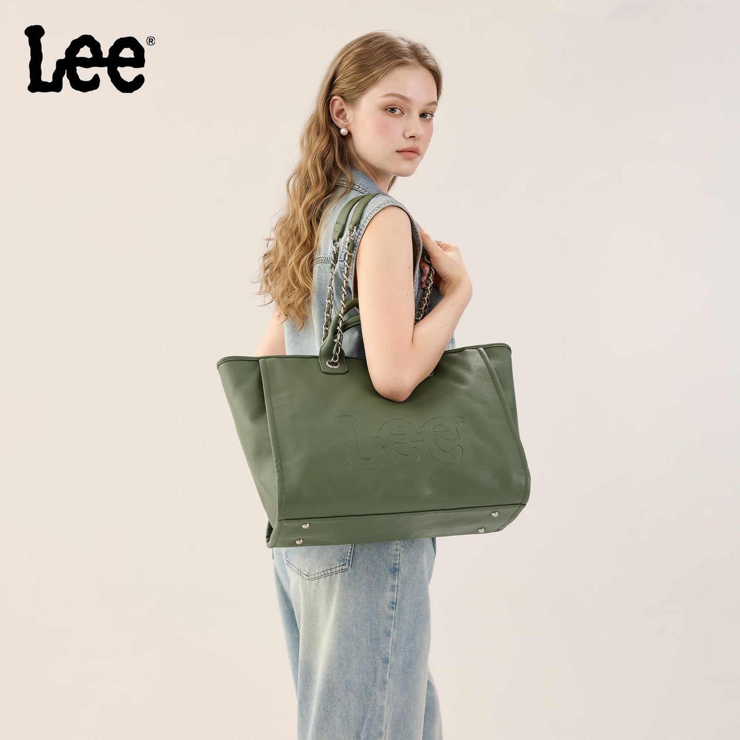 Lee Large Shoulder Tote Bag for Women Vegan Leather Top-Handle Bag