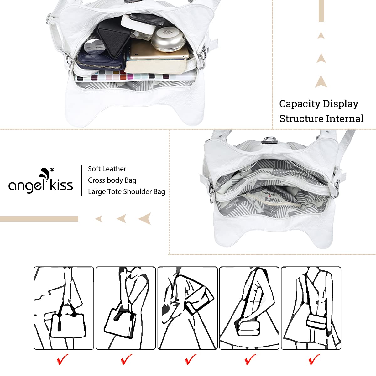 Angelkiss Hobo Purses and handbags for Women Satchel Handbag Women Purses Large Daily Shoulder Bags
