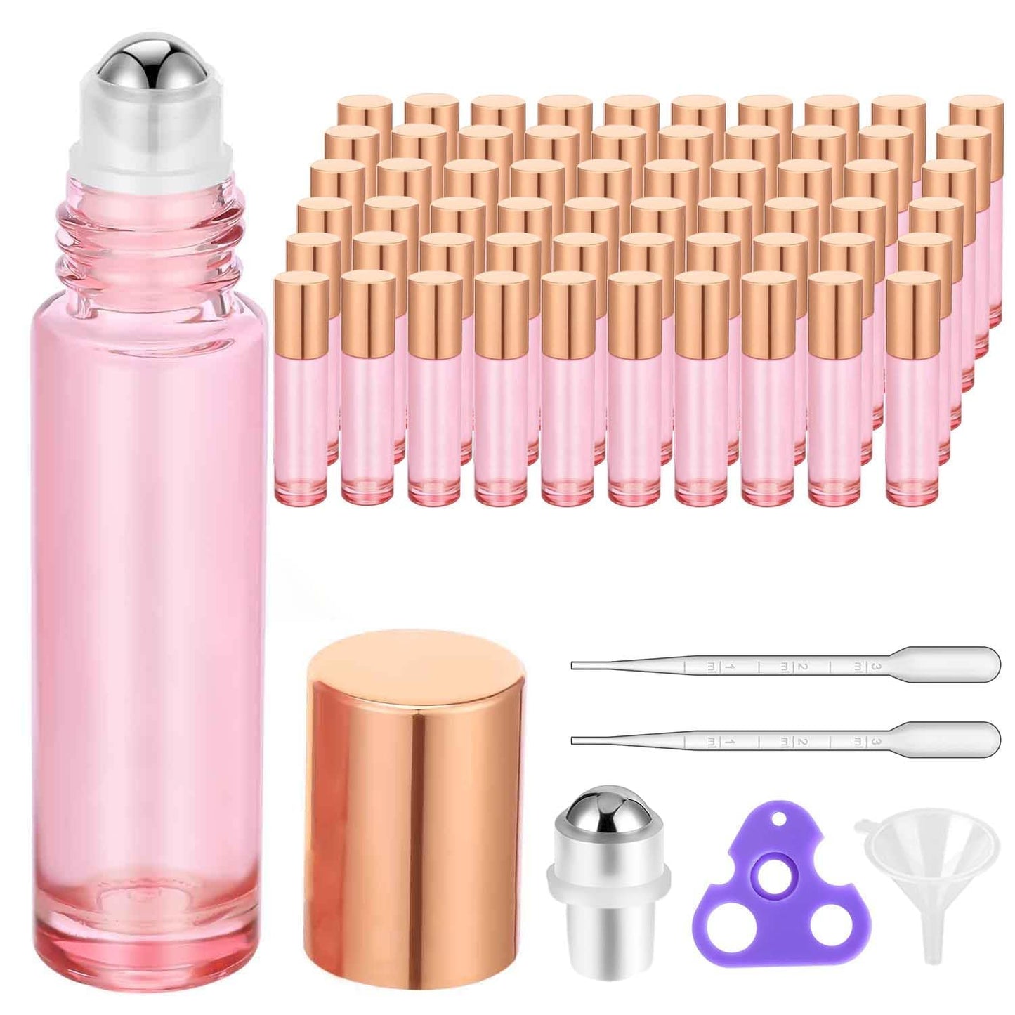PrettyCare 4 Pack Amber Glass Oil Roller Bottles for Essential Oils 10ml, Roll On Bottles with Stainless Steel Roller Ball Leak-Proof Perfume Travel Refillable Bottle Empty, Beauty & Personal Care