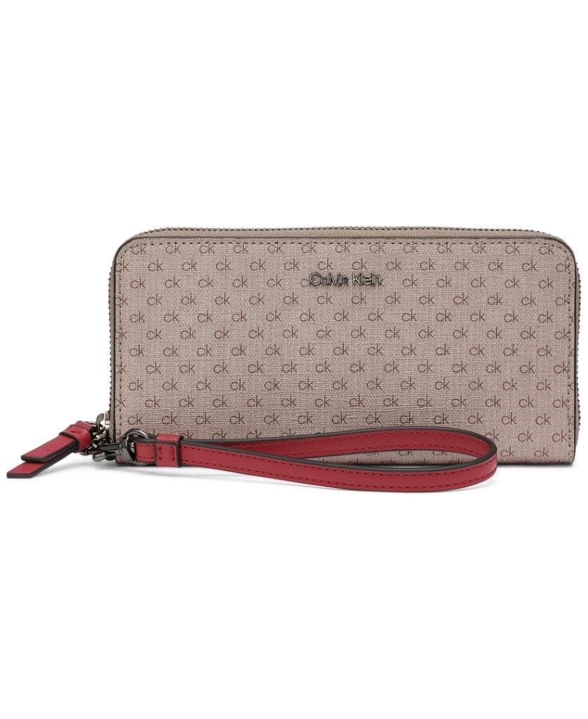 Calvin Klein Women's Key Item Saffiano Continental Zip Around Wallet With Wristlet Strap