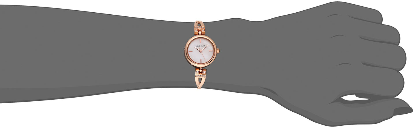 Anne Klein Women's Premium Crystal Accented Silver-Tone Watch and Bracelet Set