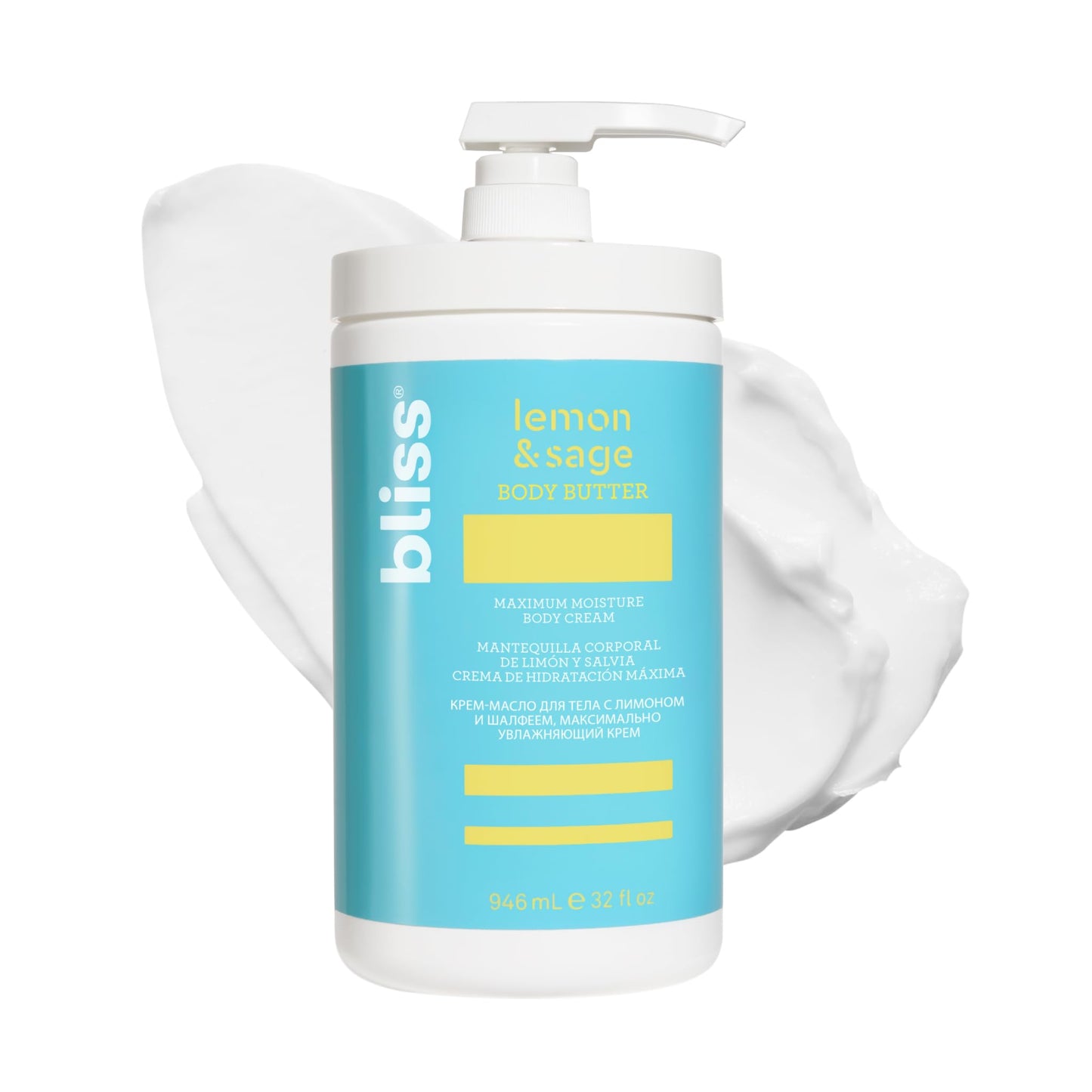 Bliss Lemon and Sage Body Butter - Iconic Scent with Shea Butter and Coconut Oil for Long-Lasting Maximum Moisture - Body Lotion for Smooth, Soft Skin - Vegan and Cruelty-Free - 6.7 Fl Oz