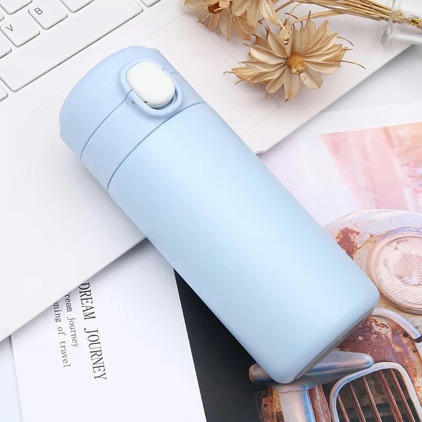 Intelligent Temperature Measurement And Bouncing Insulation Cup, Outdoor Leisure And Casual Business Gift Cup-Pink-300ml  (Clearance)