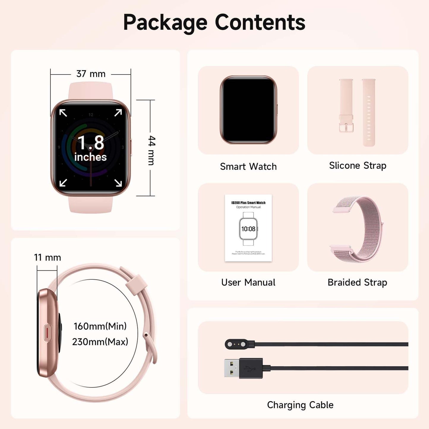 Smart Watches for Women, 1.8" Touch Screen Fitness Tracker for Android & iPhone, Answer/Make Calls, Alexa Built-in, Heart Rate/Sleep/SpO2 Monitor Smartwatch, IP68 Waterproof 101+ Sport Modes, 2 Bands
